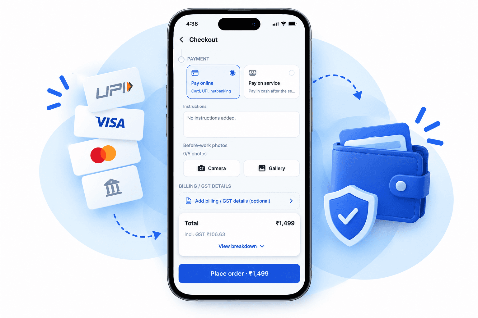 Pay online or in cash